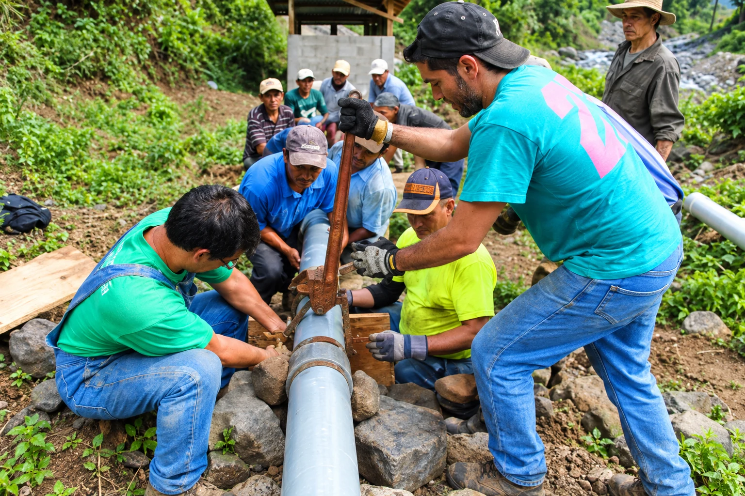 Community members collaborating on an infrastructure project